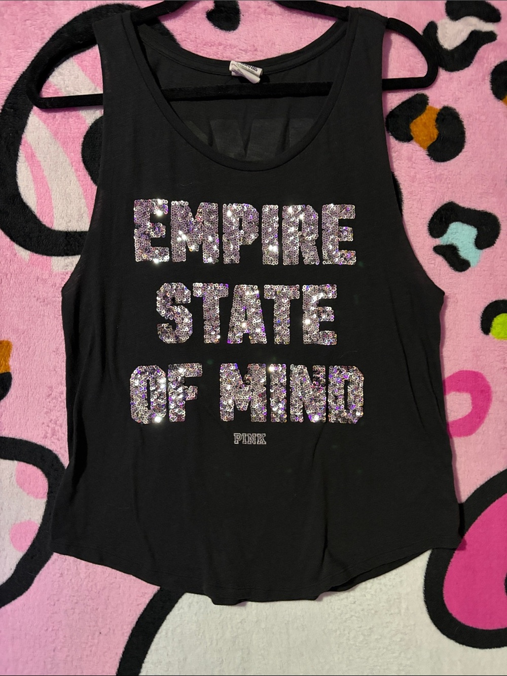 PINK Victoria's Secret Black Sequin Tank